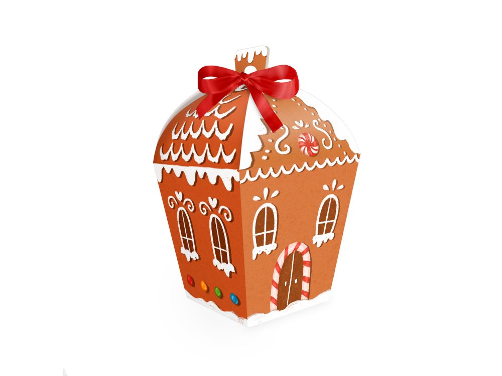 Pudełka na świąteczne prezenty Piernikowe Domki - 8 x 14 cm 6 szt.