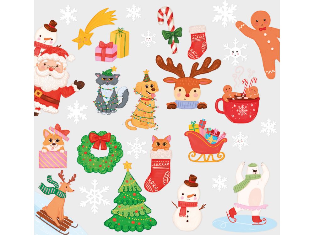 Christmas decorative window stickers - 30 pcs.