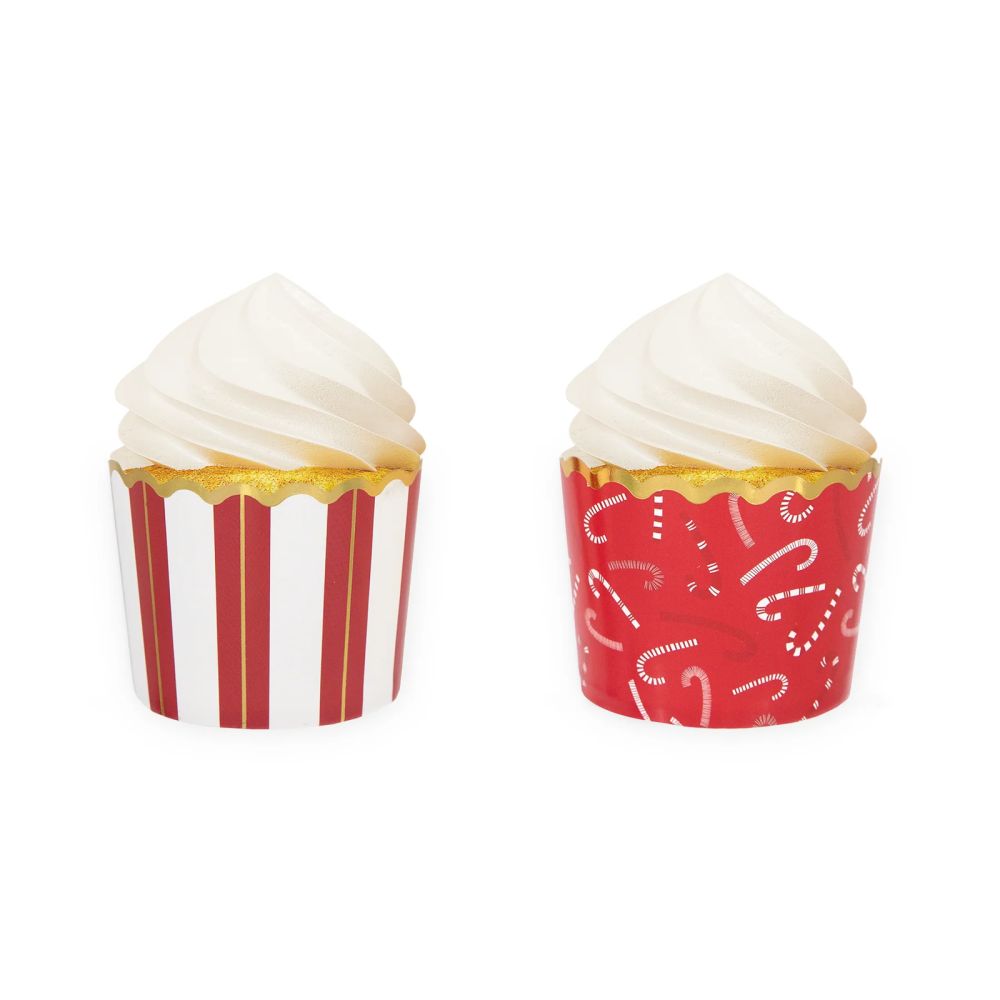 Paper cupcake liners for Christmas muffins Stripes and Canes - 50 pcs.