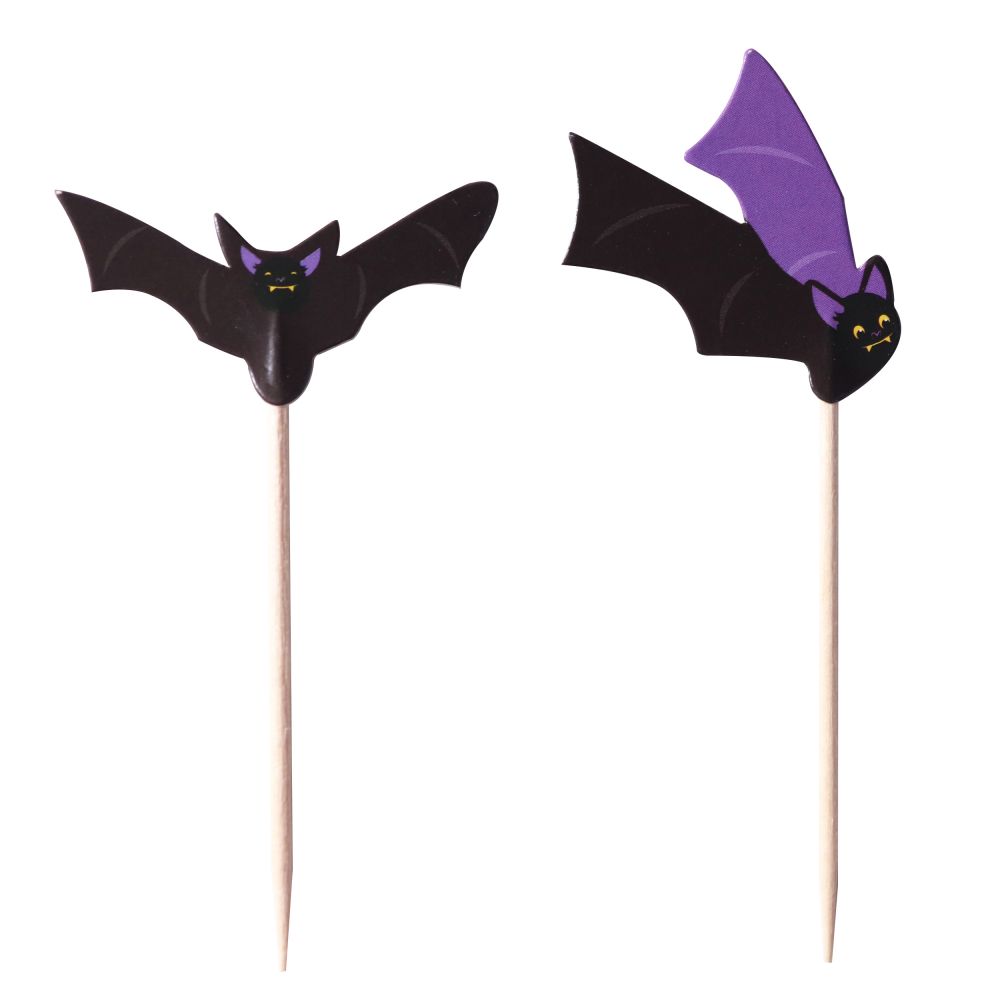 Papilotki i toppery na muffinki Halloween Bats - PME - 48 elementów