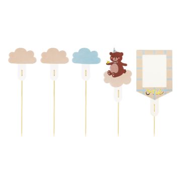 Cake toppers Bear - PartyDeco - 5 pcs.