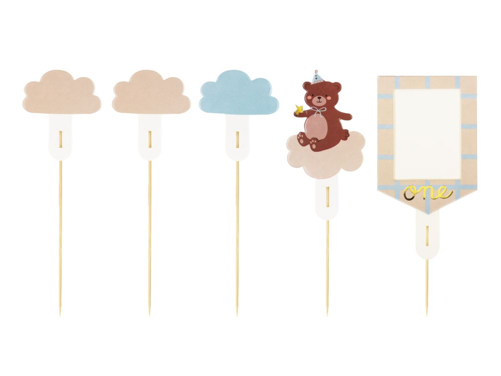 Cake toppers Bear - PartyDeco - 5 pcs.