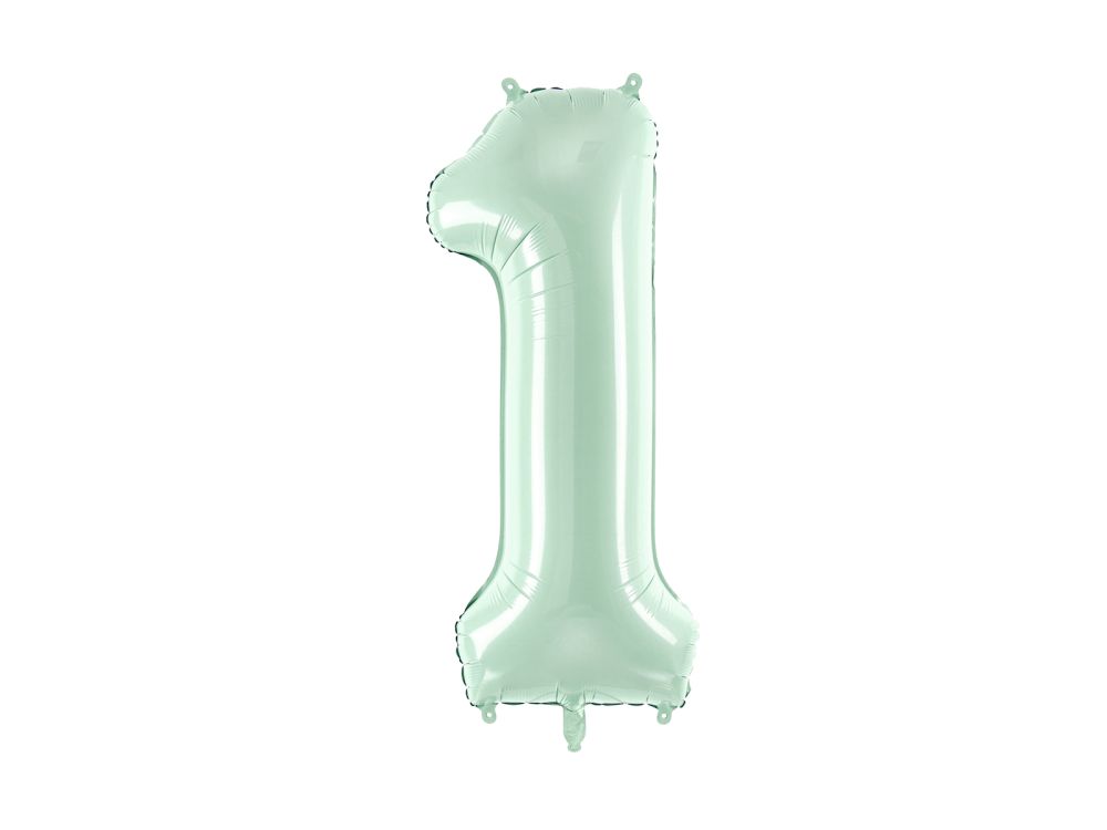 Foil balloon - PartyDeco - number 1, green, 72 cm