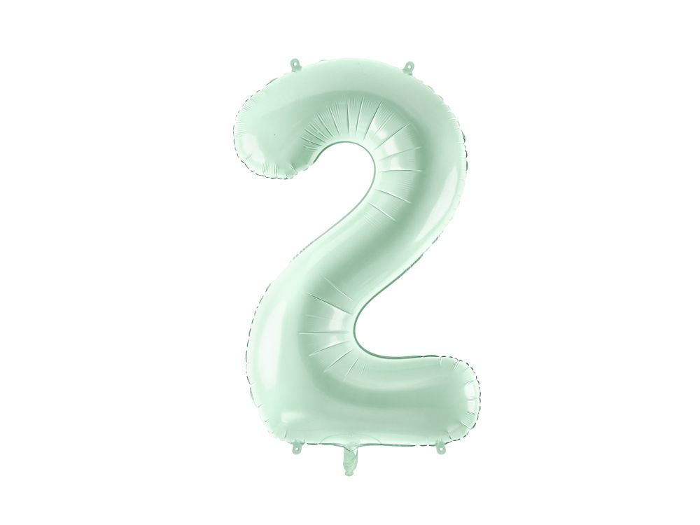 Foil balloon - PartyDeco - number 2, green, 72 cm