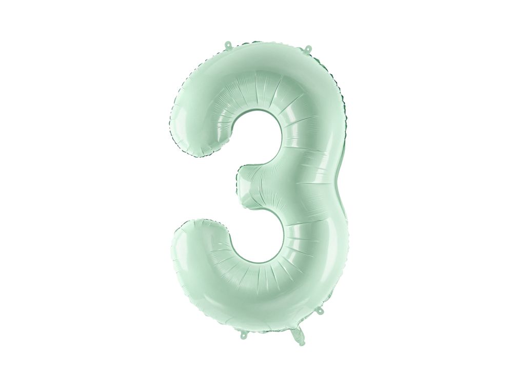 Foil balloon - PartyDeco - number 3, green, 72 cm