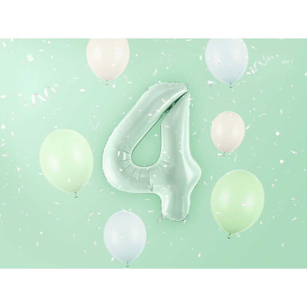 Foil balloon - PartyDeco - number 4, green, 72 cm