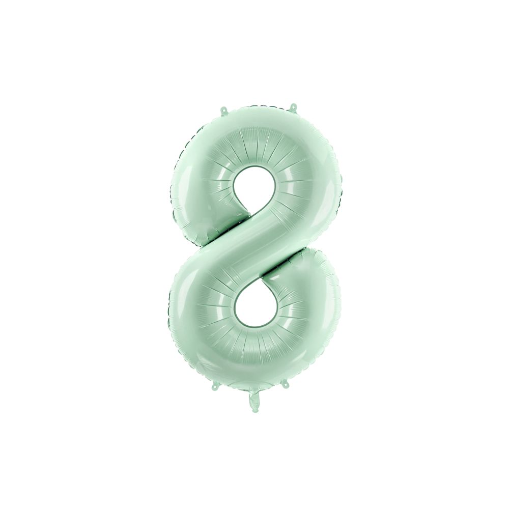 Foil balloon - PartyDeco - number 8, green, 72 cm