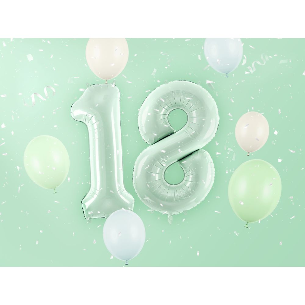 Foil balloon - PartyDeco - number 8, green, 72 cm