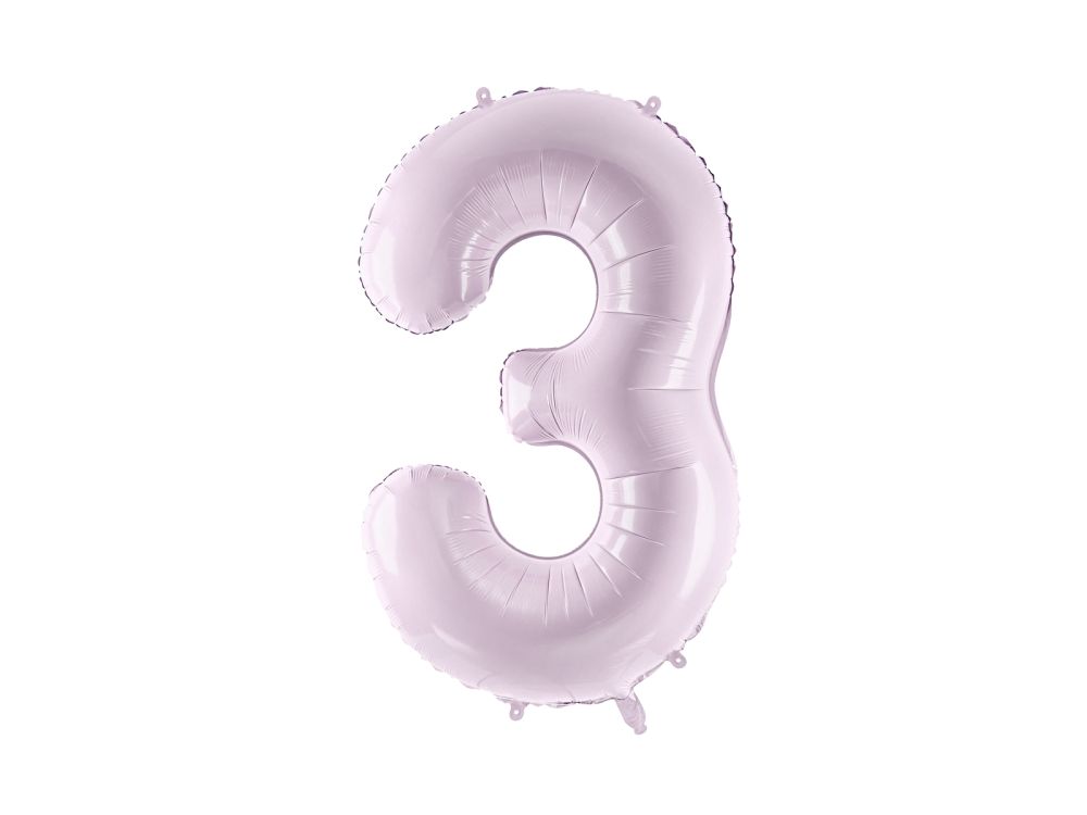 Foil balloon - PartyDeco - number 3, violet, 72 cm