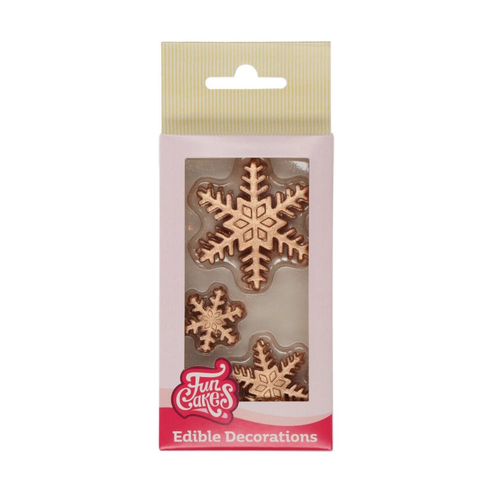 Sugar decorations Snowflakes - FunCakes - gold, 12 pcs.