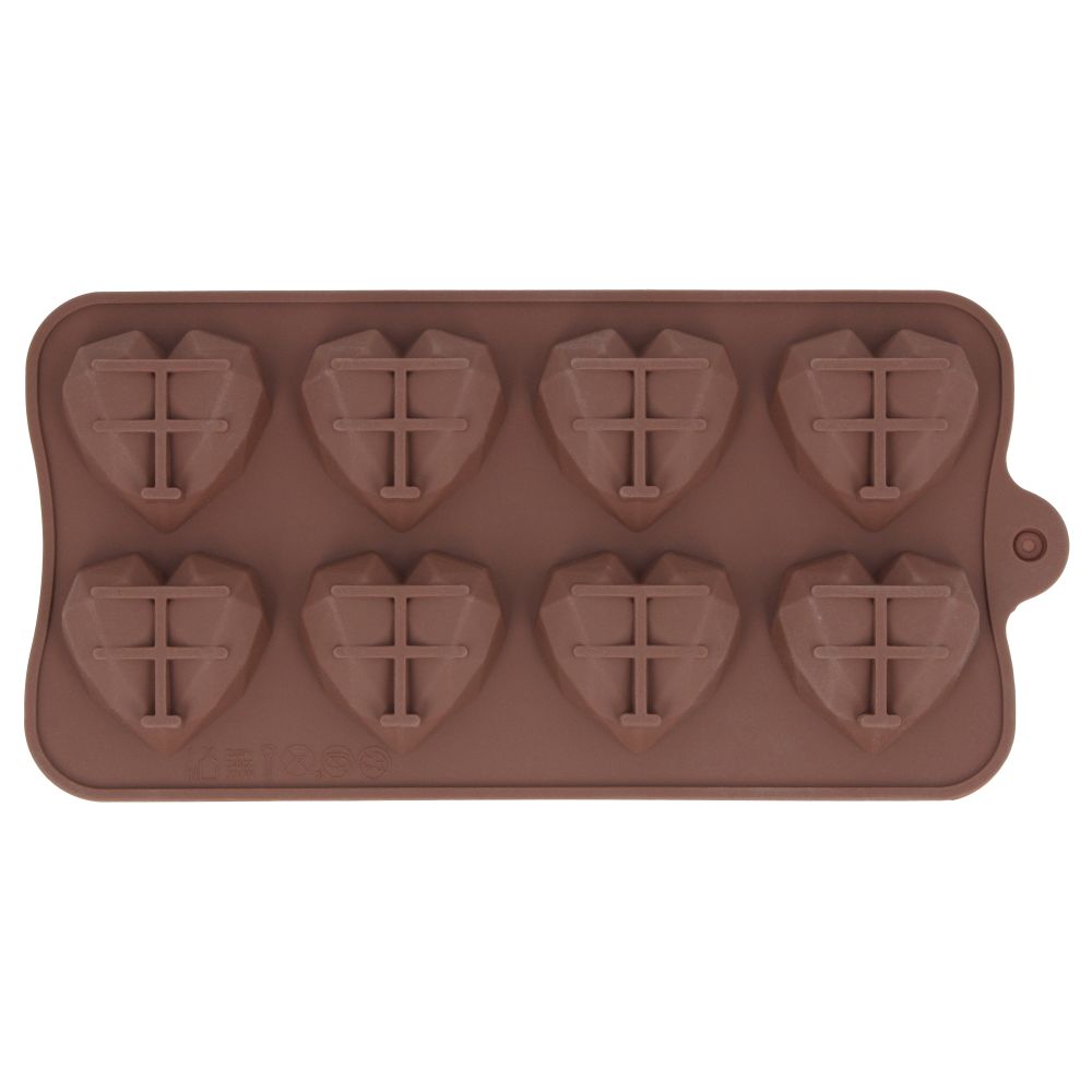 Silicone chocolate mold Large Geometric Hearts - 15 pcs.
