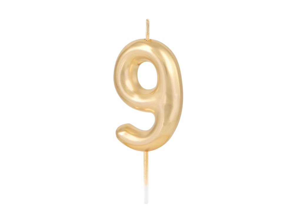 Birthday candle - number 9, gold