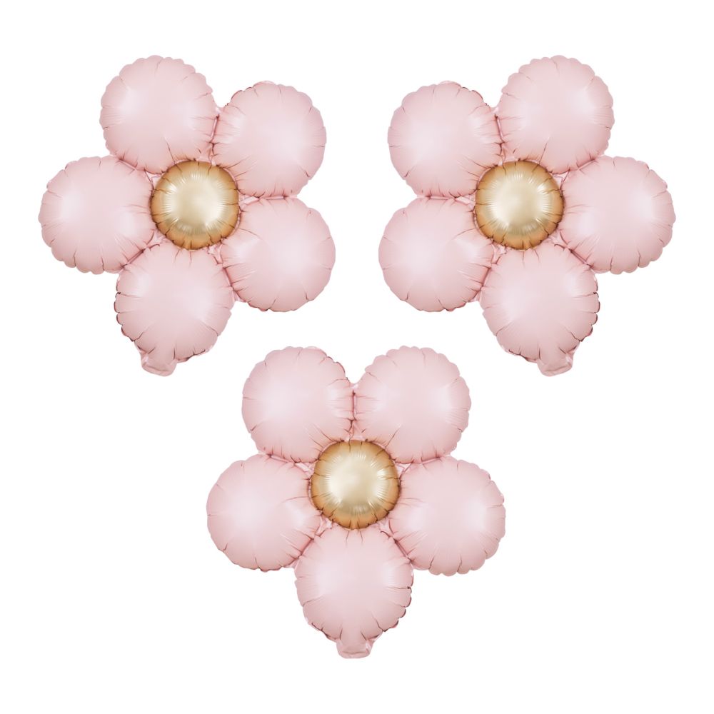 Foil balloon Flowers - pink, 3 pcs.