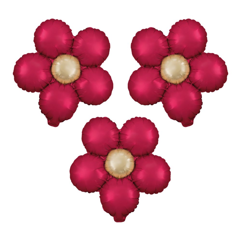 Foil balloon Flowers - red, 3 pcs.