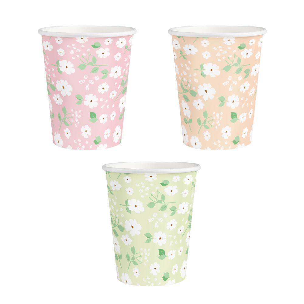 Paper cups Flowers - 270 ml, 6 pcs.