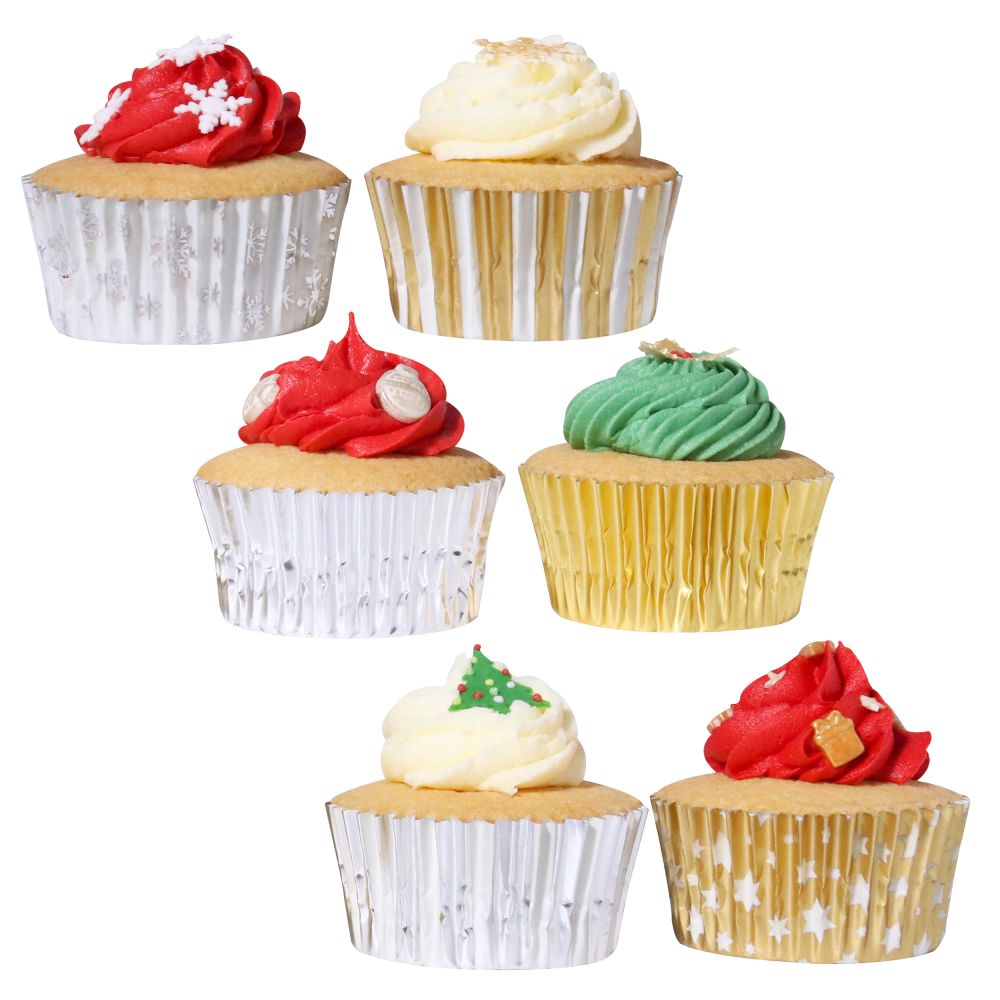 Muffin christmas cases Gold & Silver - PME - 100 pcs.