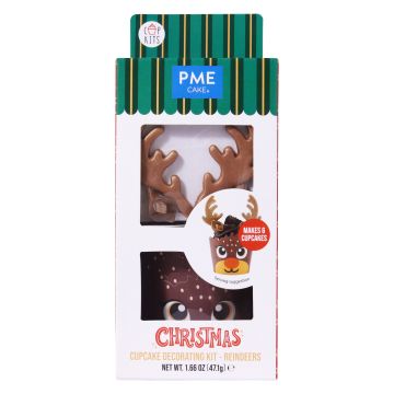 Papilotki i dekoracje na świąteczne muffinki Reindeers - PME - 18 elementów