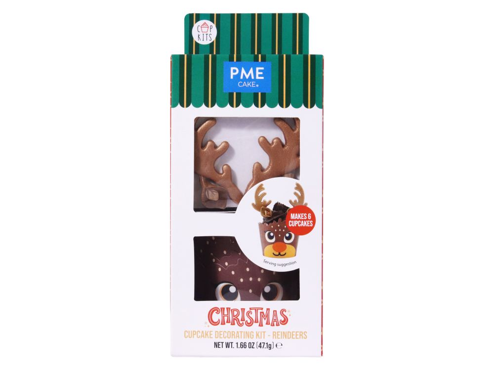 Papilotki i dekoracje na świąteczne muffinki Reindeers - PME - 18 elementów