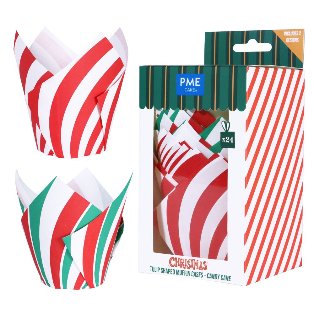 Tulip muffin christmas cases Candy Cane - PME - 24 pcs.