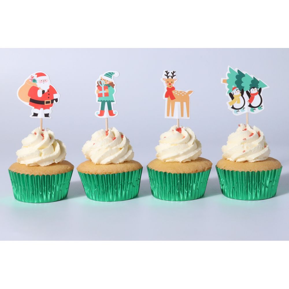 Christmas cupcake toppers Santa & Friends - PME - 24 pcs.