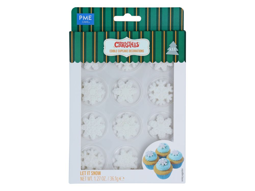 Chrismtas sugar decorations Let It Snow - PME - 12 pcs.