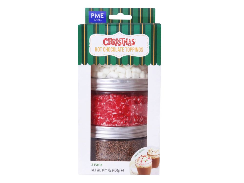 Posypka cukrowa świąteczna Hot Chocolate Toppings - PME - 3 w 1, 400 g
