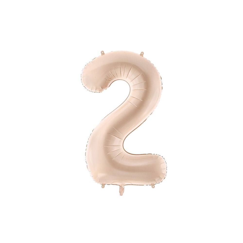 Foil balloon - PartyDeco - number 2, dark beige, 72 cm