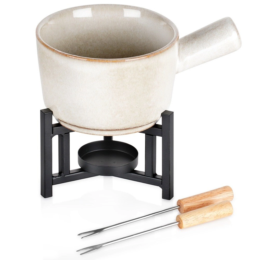 Zestaw do fondue porcelanowy - Excellent Houseware - 450 ml, 4 elementy