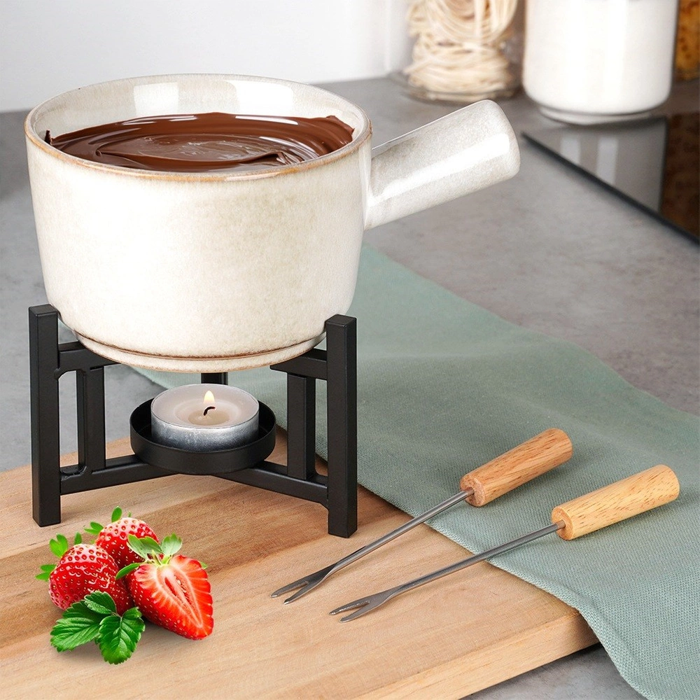 Zestaw do fondue porcelanowy - Excellent Houseware - 450 ml, 4 elementy