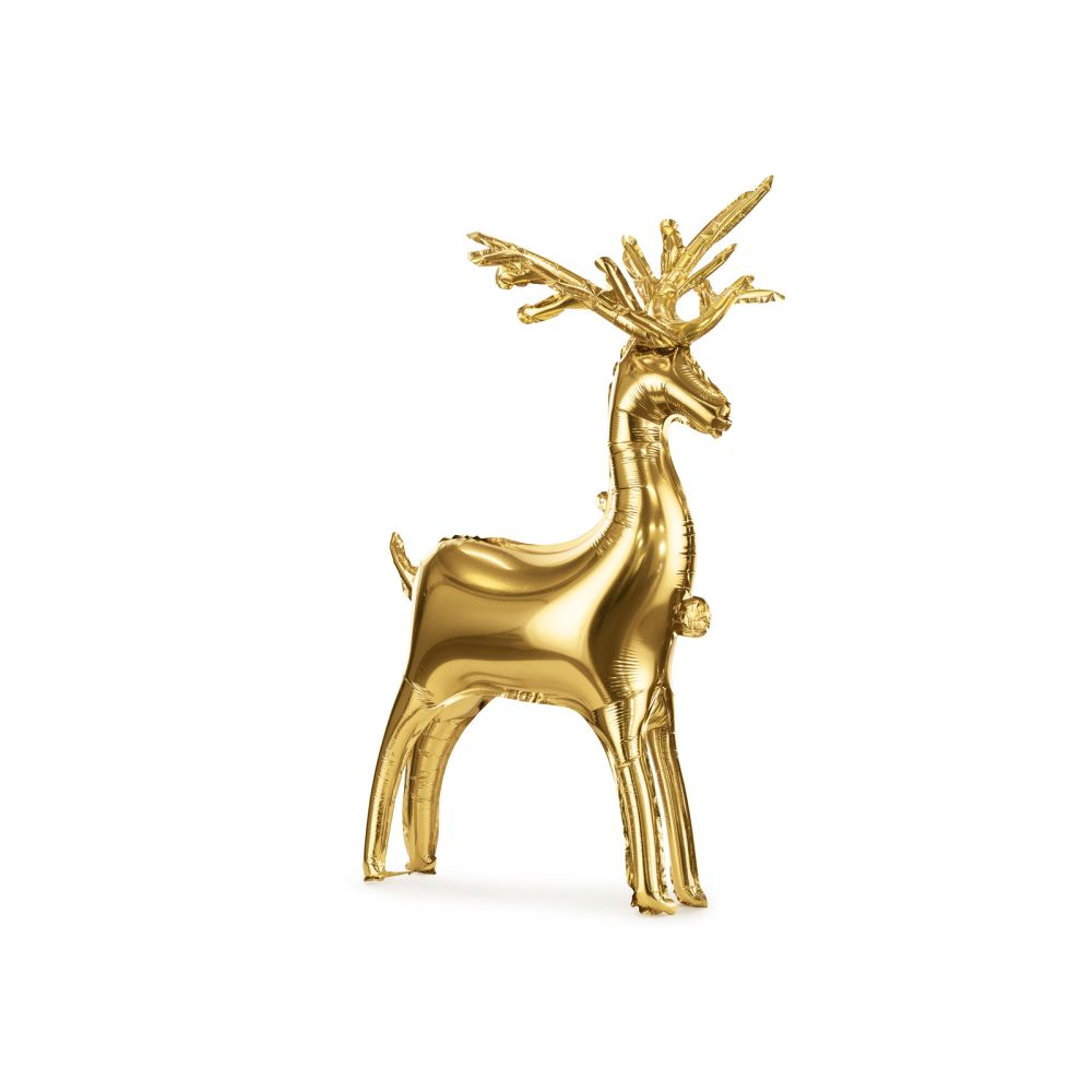 Christmas standing foil balloon Reindeer - PartyDeco - gold, 42 x 73 cm
