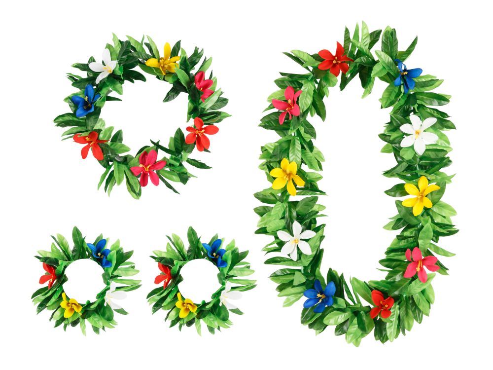 Hawaiian flower set - PartyDeco - Green