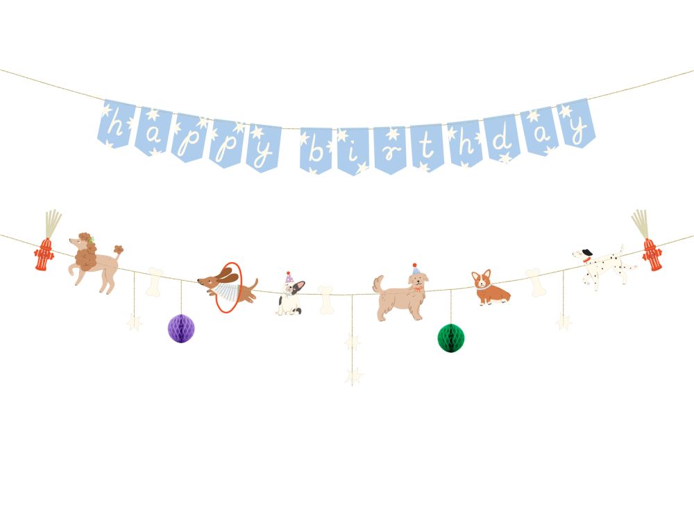 Baner urodzinowy Happy Birthday - PartyDeco - Pieski, 210 cm