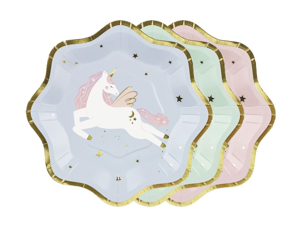 Paper plates Unicorn - PartyDeco -  18 cm, 6 pcs.