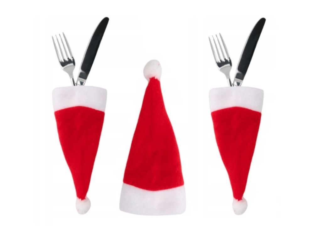 Christmas cutlery pads Santas Hat - 12 pcs.