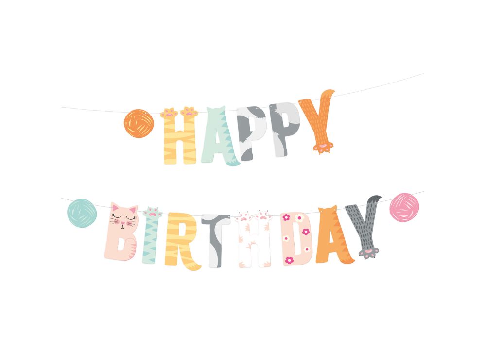 Baner Kotki - Happy Birthday 200 cm