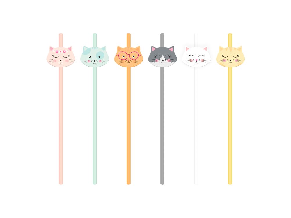 Paper straws Meow Meow - 19.5 cm 6 pcs