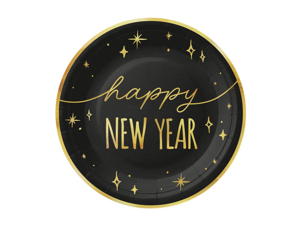 Paper plates Happy New Year - 18 cm 6 pcs
