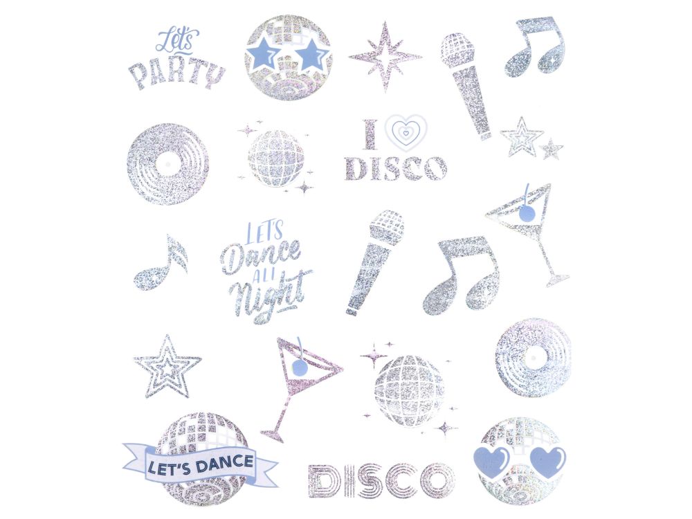 Party flash tattoos Silver Disco - 21 pcs.