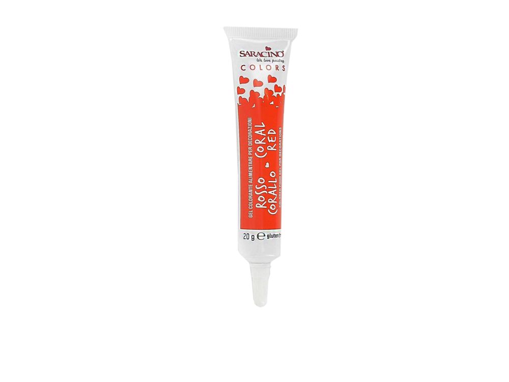 Barwnik w żelu tubka Coral Red - Saracino - 20 g