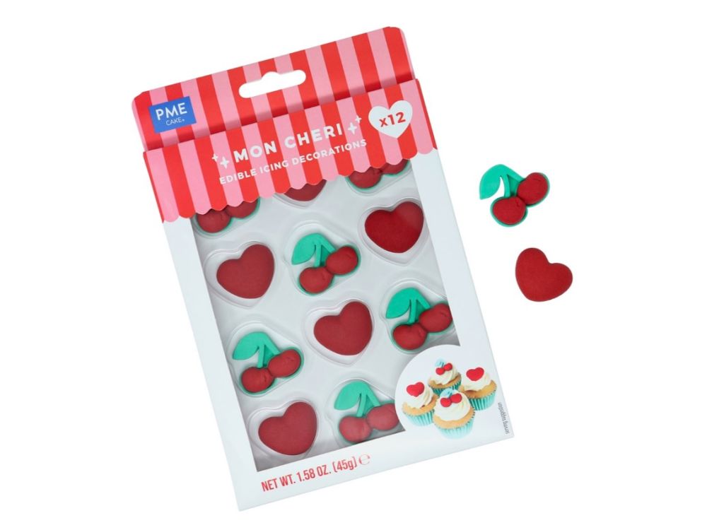 Valentine's Day sugar decorations Mon Cheri - PME - 12 pcs.