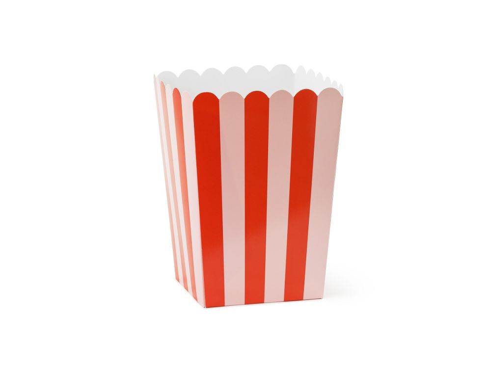 Pudełka na popcorn Paski - PartyDeco - 6 szt.