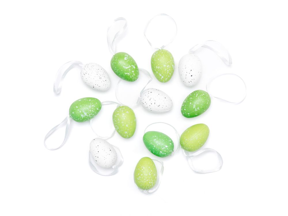 Easter hanging decorations Eggs - green mix, 12 pcs.