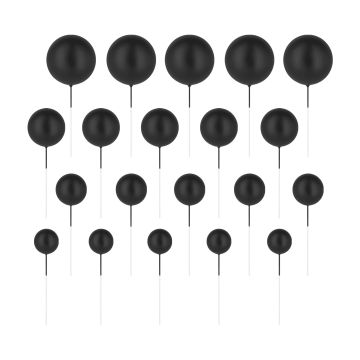 Ball cake toppers - Black, 20 pcs.