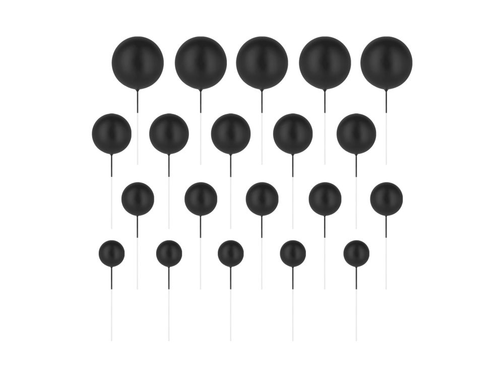 Ball cake toppers - black 20 pcs