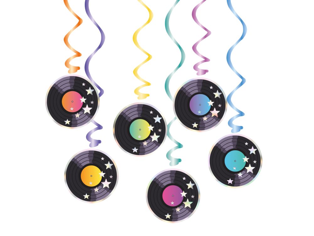 Dekoracje wiszące świderki Retro Disco - 6 szt.