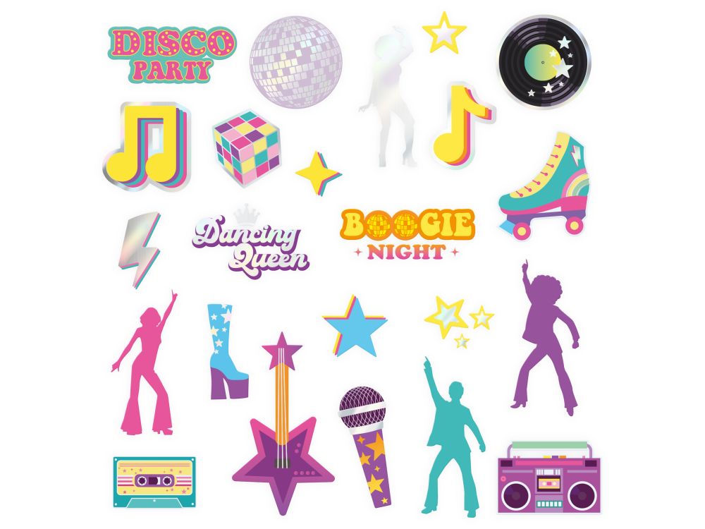 Party flash tattoos Retro Disco - 23 pcs.