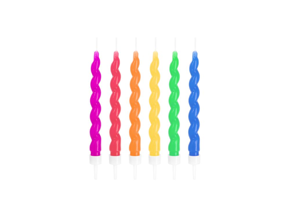 Birthday candles Swirl - colorful, 6 pcs.