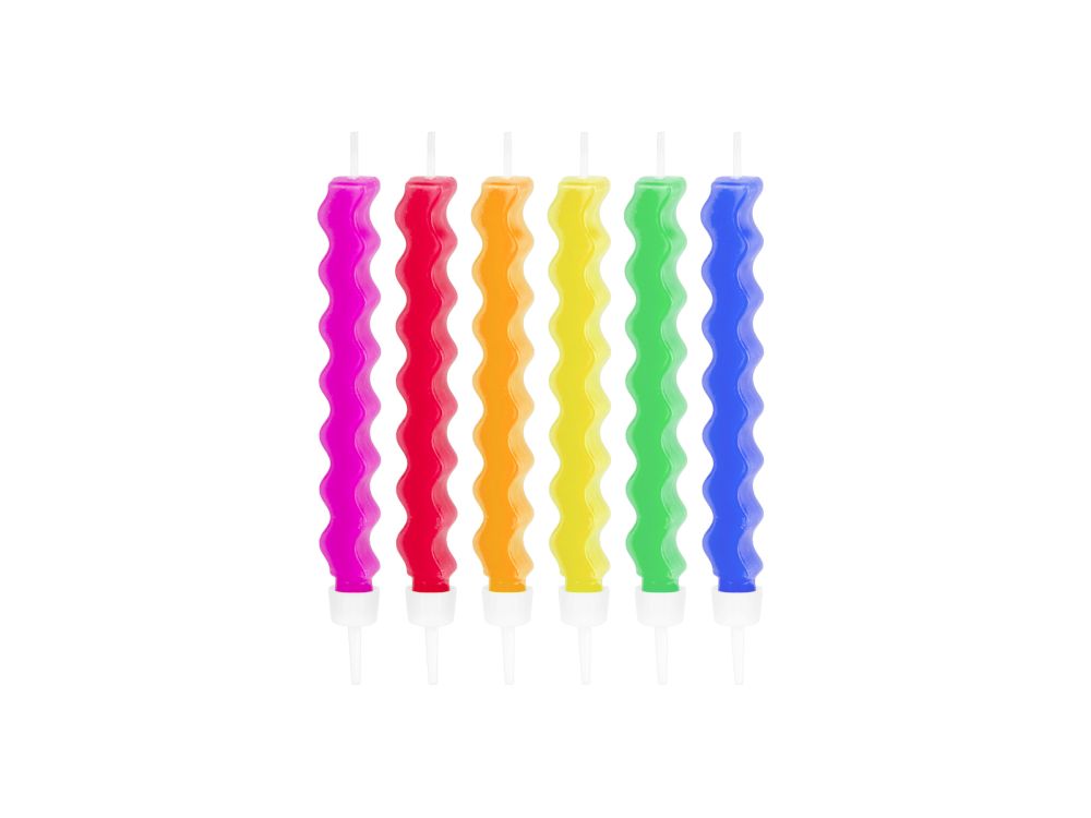 Birthday candles Swirl - colorful, thick, 6 pcs.