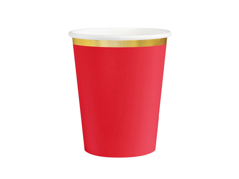 Paper cups Classic Gold - red 220 ml 6 pcs