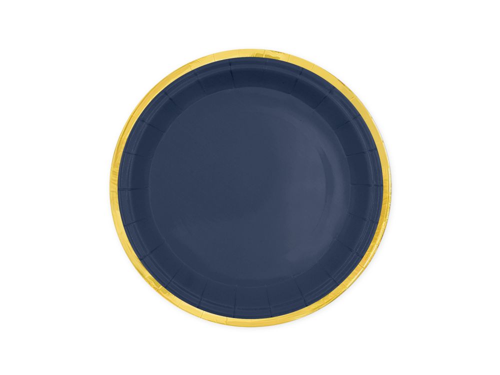 Paper plates Classic Gold - Navy Blue, 18 cm, 6 pcs.